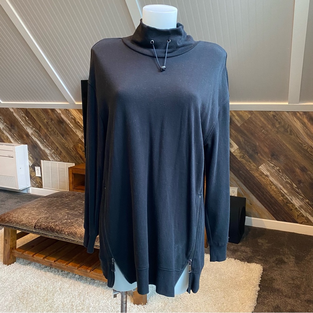 David Lerner Evereve Black Turtleneck Tunic with Zipper Sides